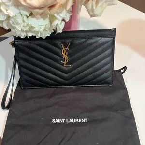 Saint Laurent Monogram Matelassé Leather Pouch